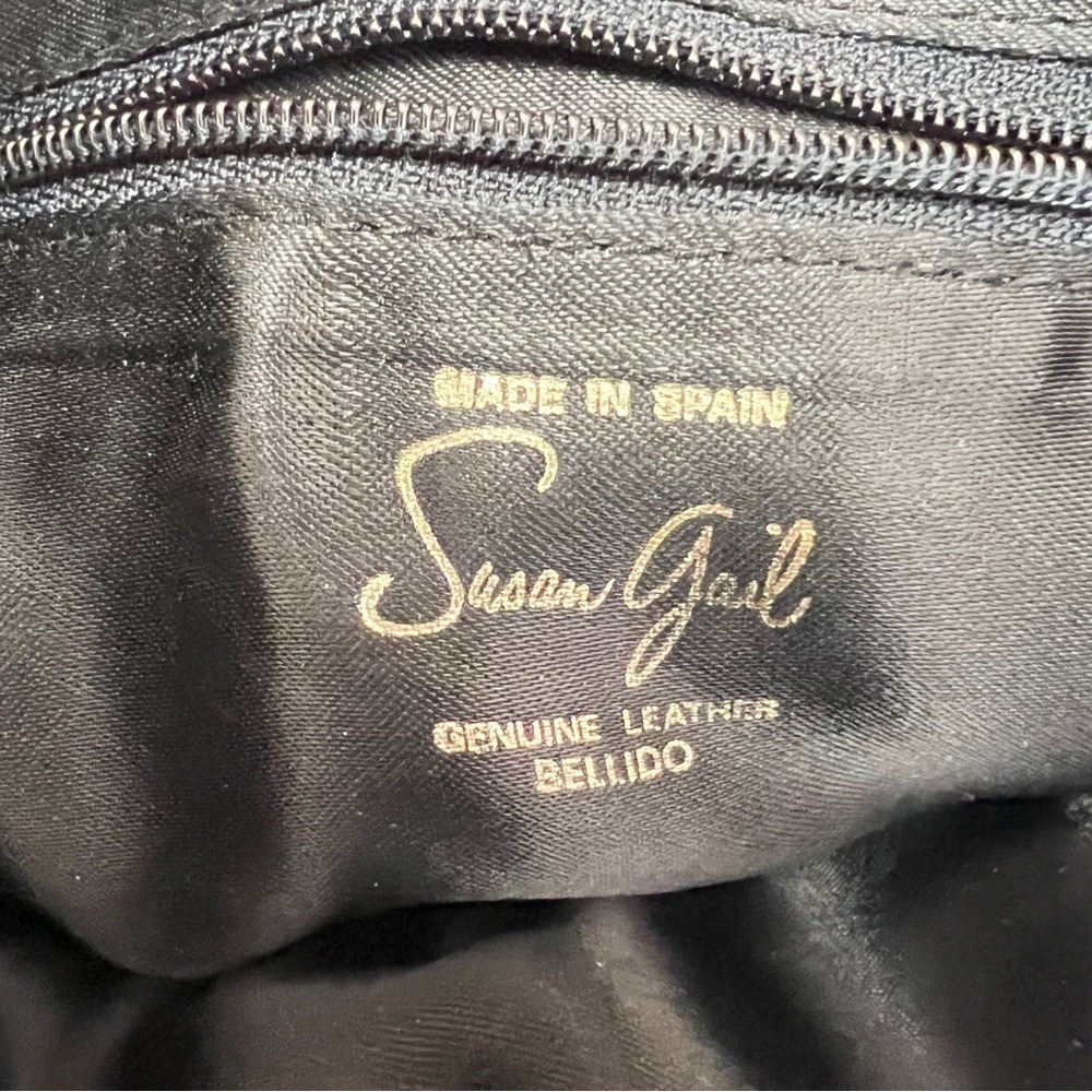 Susan Gail Vintage Black Suede Leather Crossbody Bag Made in Spain - Picture 2 of 9